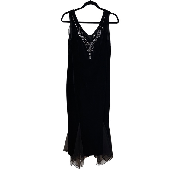 Vintage Sheri Martin New York Velvet Beaded Gown Black Size 14 fits M/L - Picture 1 of 12